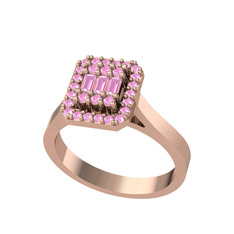 Pembe kuvars 925 ayar rose altın kaplama gümüş yüzük