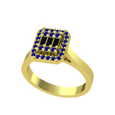 Siyah zirkon ve lab safir 925 ayar altın kaplama gümüş yüzük