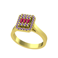 Yue Baget Yüzük - Rodolit garnet ve ametist 14 ayar altın yüzük #eod5pe