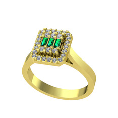 Yue Baget Yüzük - Yeşil kuvars ve swarovski 8 ayar altın yüzük #epri9w