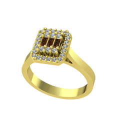 Dumanlı kuvars ve swarovski 8 ayar altın yüzük