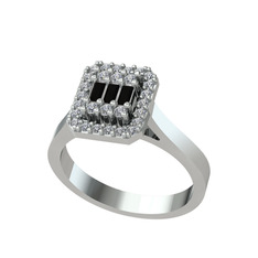 Siyah zirkon ve swarovski 8 ayar beyaz altın yüzük