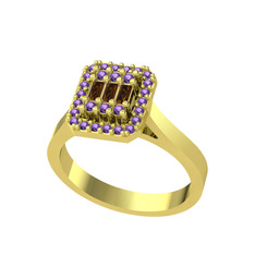 Yue Baget Yüzük - Dumanlı kuvars ve ametist 18 ayar altın yüzük #kbo4o5