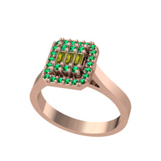 Peridot ve yeşil kuvars 18 ayar rose altın yüzük