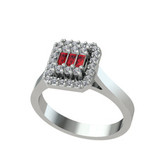 Yue Baget Yüzük - Garnet ve swarovski 8 ayar beyaz altın yüzük #lnwysn