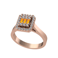 Yue Baget Yüzük - Sitrin ve swarovski 14 ayar rose altın yüzük #lo77mf