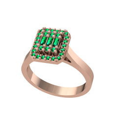 Yue Baget Yüzük - Yeşil kuvars 18 ayar rose altın yüzük #n0rpxj