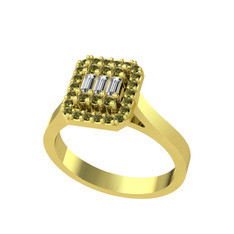Yue Baget Yüzük - Swarovski ve peridot 8 ayar altın yüzük #ne8gbu