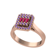 Yue Baget Yüzük - Rodolit garnet ve ametist 18 ayar rose altın yüzük #pyr2lo