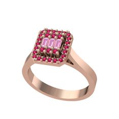 Pembe kuvars ve rodolit garnet 8 ayar rose altın yüzük
