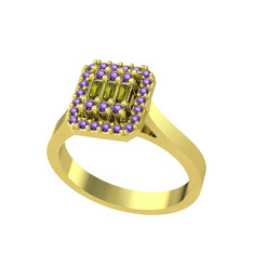 Yue Baget Yüzük - Peridot ve ametist 925 ayar altın kaplama gümüş yüzük #s59afj