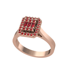 Yue Baget Yüzük - Garnet 14 ayar rose altın yüzük #s8mp3m