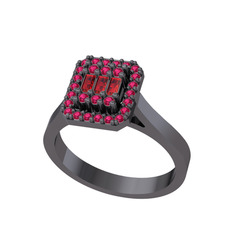 Yue Baget Yüzük - Garnet ve rodolit garnet 925 ayar siyah rodyum kaplama gümüş yüzük #sdu6nf