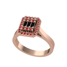 Yue Baget Yüzük - Siyah zirkon ve garnet 14 ayar rose altın yüzük #sywygq