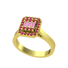 Yue Baget Yüzük - Pembe kuvars ve rodolit garnet 18 ayar altın yüzük #tynswz