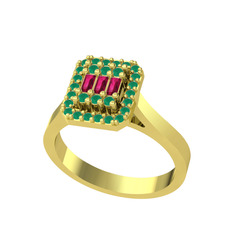 Yue Baget Yüzük - Rodolit garnet ve kök zümrüt 925 ayar altın kaplama gümüş yüzük #v2wdnp