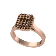 Yue Baget Yüzük - Dumanlı kuvars 18 ayar rose altın yüzük #vpa6wq