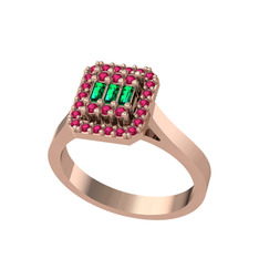 Yeşil kuvars ve rodolit garnet 18 ayar rose altın yüzük