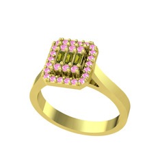 Yue Baget Yüzük - Peridot ve pembe kuvars 18 ayar altın yüzük #w2vb4p