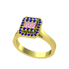 Yue Baget Yüzük - Pembe kuvars ve lab safir 14 ayar altın yüzük #wdflvs