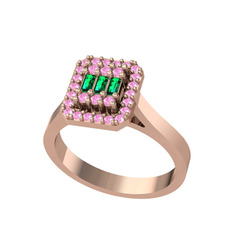 Yue Baget Yüzük - Yeşil kuvars ve pembe kuvars 8 ayar rose altın yüzük #wfwusg