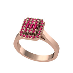 Rodolit garnet 18 ayar rose altın yüzük