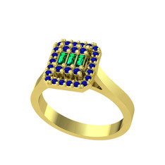 Yue Baget Yüzük - Yeşil kuvars ve lab safir 14 ayar altın yüzük #yd8p53