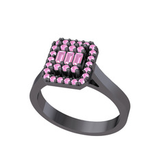 Pembe kuvars 925 ayar siyah rodyum kaplama gümüş yüzük
