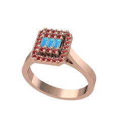 Yue Baget Yüzük - Akuamarin ve garnet 8 ayar rose altın yüzük #zkzf7p