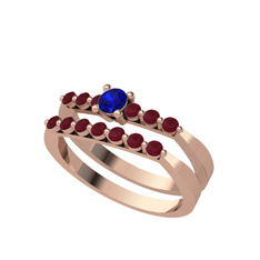 Lab safir ve kök yakut 18 ayar rose altın yüzük