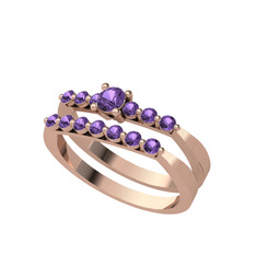 Ametist 8 ayar rose altın yüzük