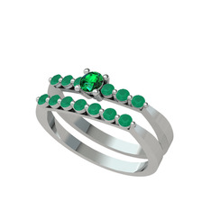 Yeşil kuvars ve kök zümrüt 925 ayar gümüş yüzük