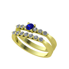 Lab safir ve swarovski 8 ayar altın yüzük