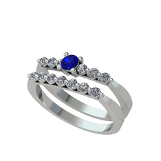 Lab safir ve swarovski 925 ayar gümüş yüzük