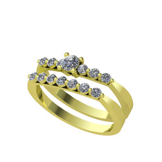 İkili 7 Taş Yüzük - Swarovski ve pırlanta 925 ayar altın kaplama gümüş yüzük (0.52 karat) #1uiz1he