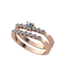 İkili 7 Taş Yüzük - Pırlanta ve swarovski 18 ayar rose altın yüzük (0.24 karat) #1w628k9