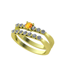 Sitrin ve swarovski 8 ayar altın yüzük