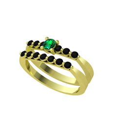 Yeşil kuvars ve siyah zirkon 8 ayar altın yüzük