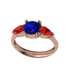 Lab safir ve garnet 14 ayar rose altın yüzük
