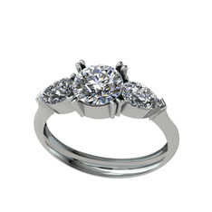 Beyaz zirkon ve swarovski 14 ayar beyaz altın yüzük