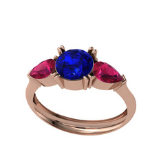 Lab safir ve rodolit garnet 18 ayar rose altın yüzük