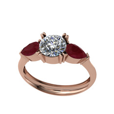 Bast Tria Yüzük - Swarovski ve kök yakut 18 ayar rose altın yüzük #18naqem