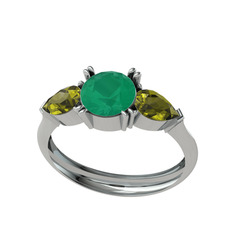 Kök zümrüt ve peridot 925 ayar gümüş yüzük