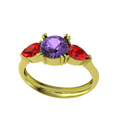 Bast Tria Yüzük - Ametist ve garnet 925 ayar altın kaplama gümüş yüzük #1elty6s