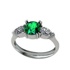 Bast Tria Yüzük - Yeşil kuvars ve swarovski 925 ayar gümüş yüzük #1erbl7h