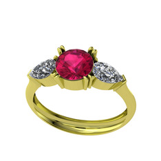 Rodolit garnet ve swarovski 14 ayar altın yüzük