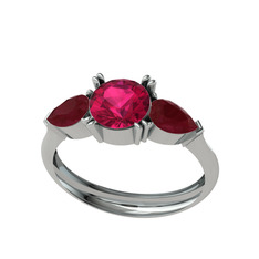 Bast Tria Yüzük - Rodolit garnet ve kök yakut 925 ayar gümüş yüzük #1hr1pir
