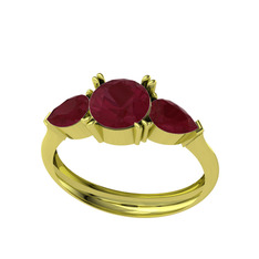 Bast Tria Yüzük - Kök yakut 8 ayar altın yüzük #1icdity