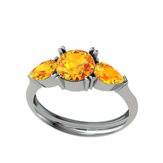 Bast Tria Yüzük - Sitrin 14 ayar beyaz altın yüzük #1jzigqh