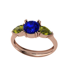 Lab safir ve peridot 8 ayar rose altın yüzük
